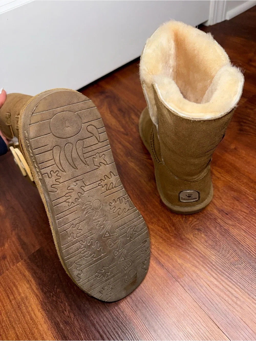 BearPaw Women's Suede Shearling Mid-Calf Boots - Chestnut Brown